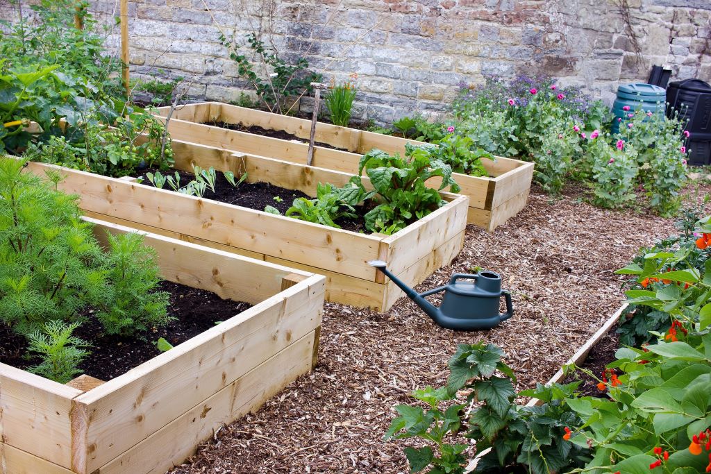 What do you put in the bottom of a raised garden bed